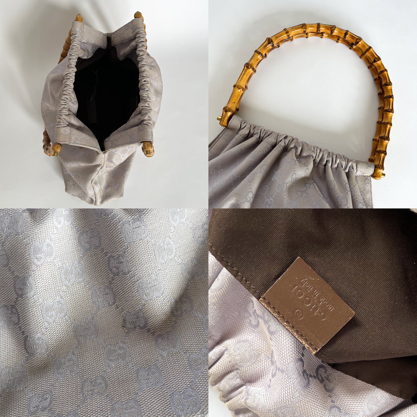 Gucci Monogram GG Bamboo Canvas Bag Lilac