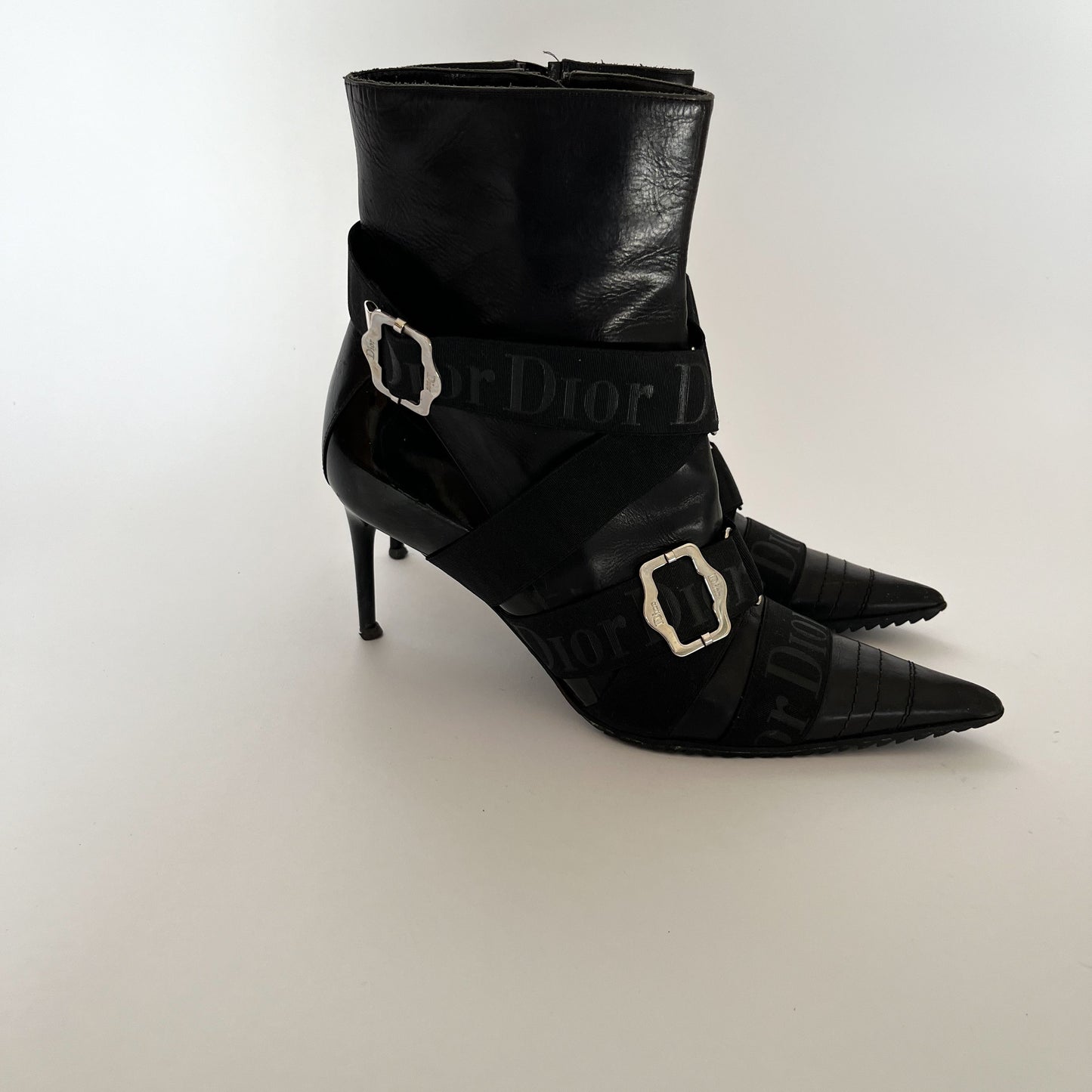 Dior by John Galliano Buckle Boots Black (38.5 EU)