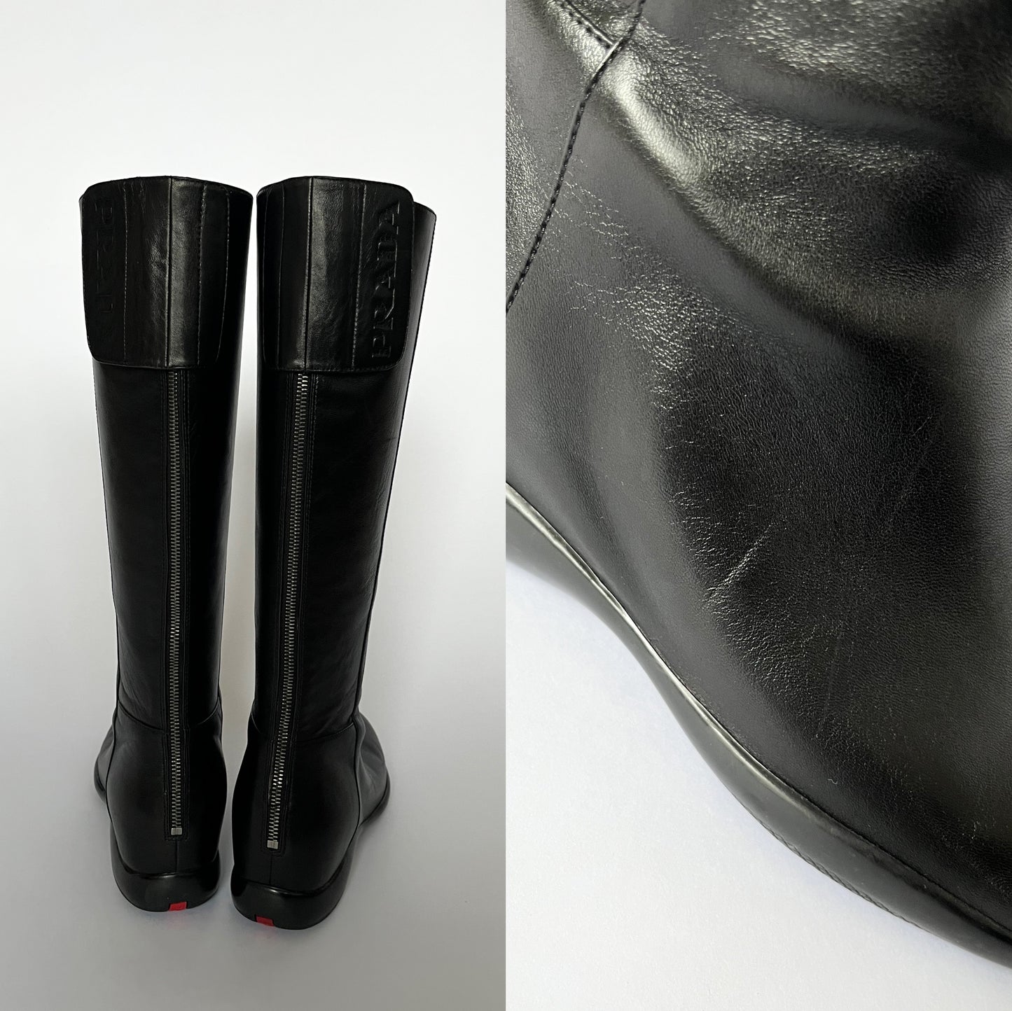 Prada F/W 1999 Motorcycle Biker Velcro Boots Black (41 EU)