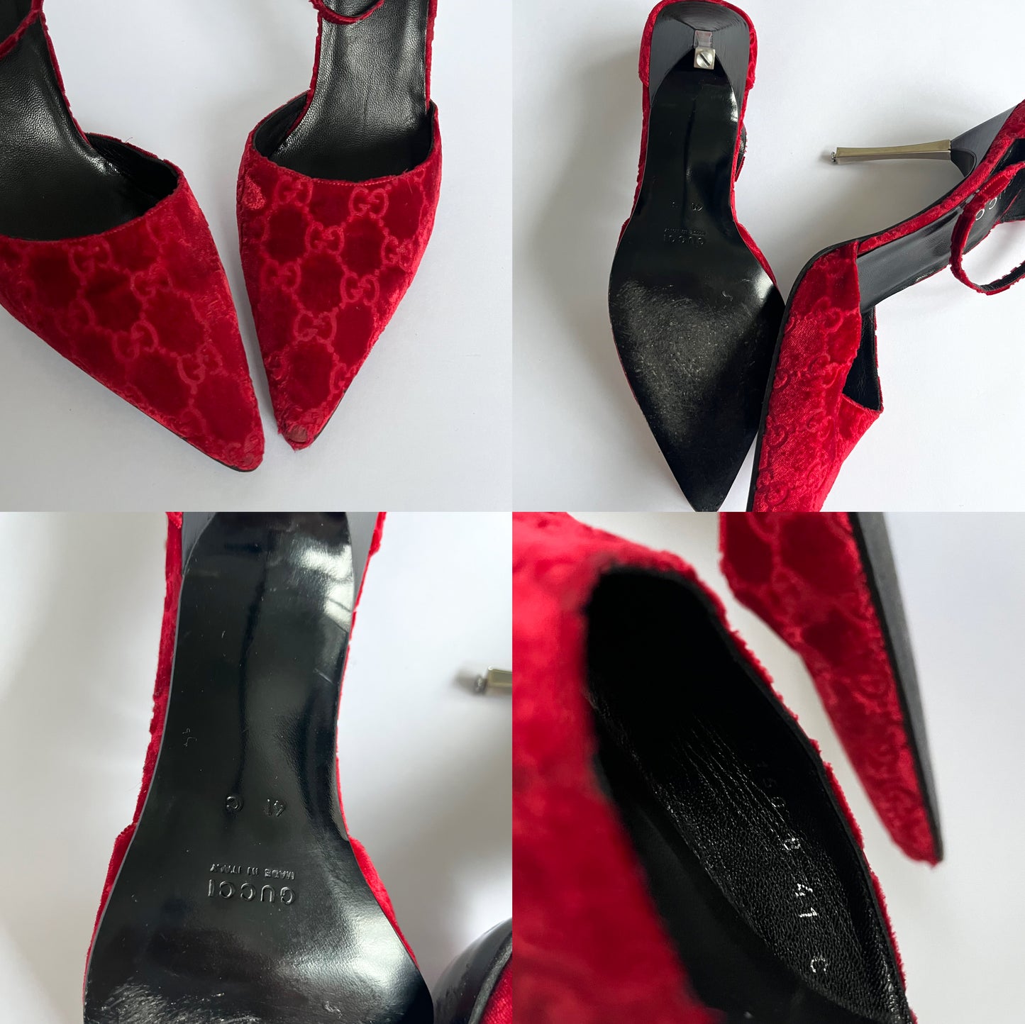 Gucci by Tom Ford Monogram Velvet Pointed Heels Red (41 EU)