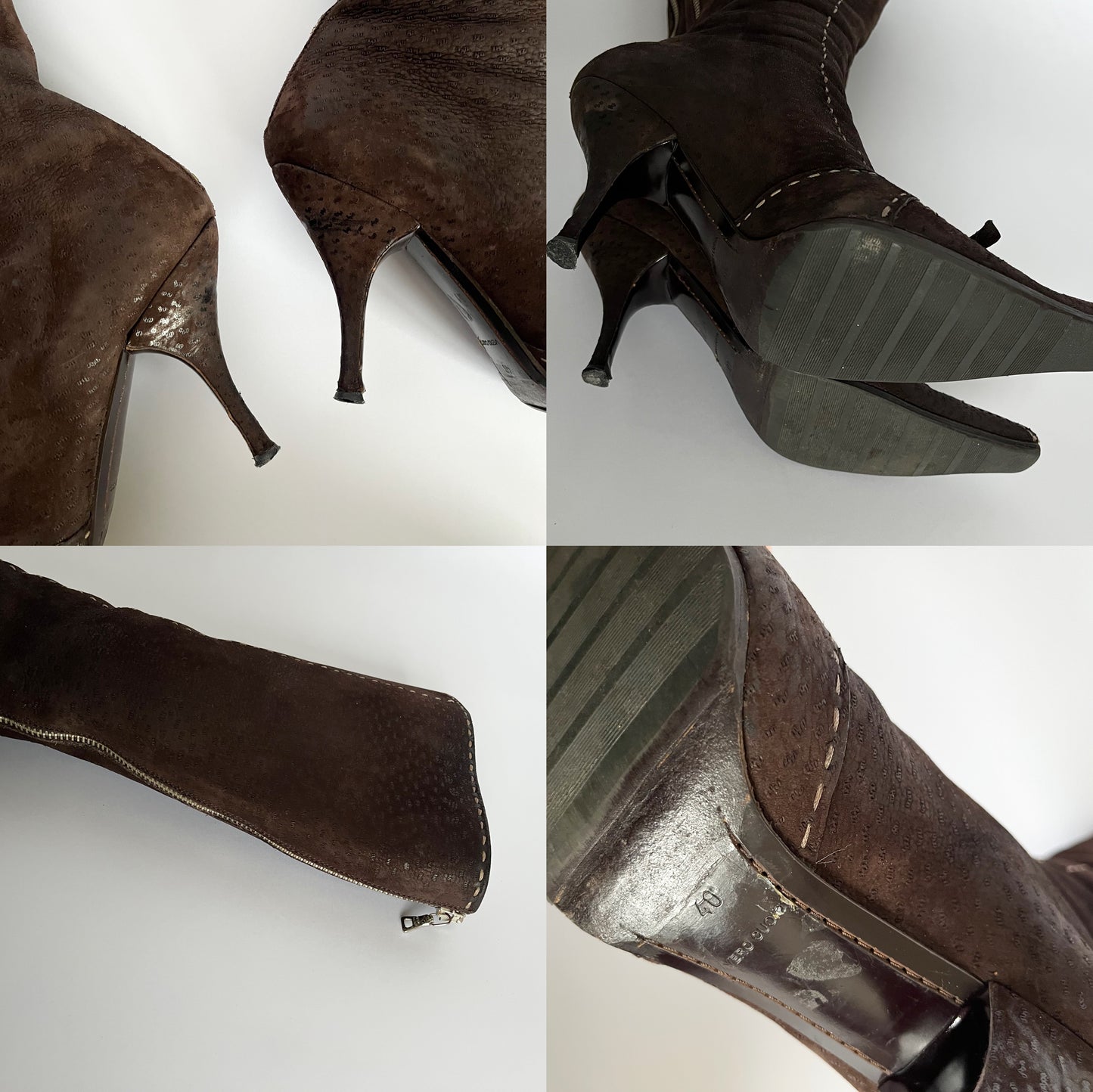 Prada Suede Boots With Bow Details Dark Brown (40 EU)