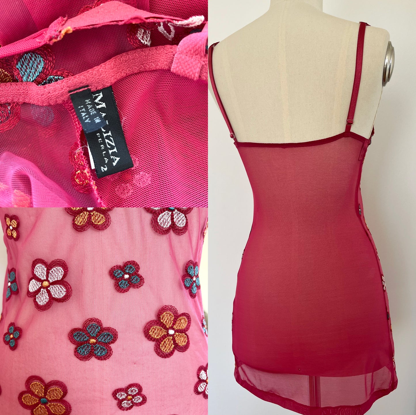 Malizia by La Perla Flower Mesh Dress Fuchsia (XS/S)