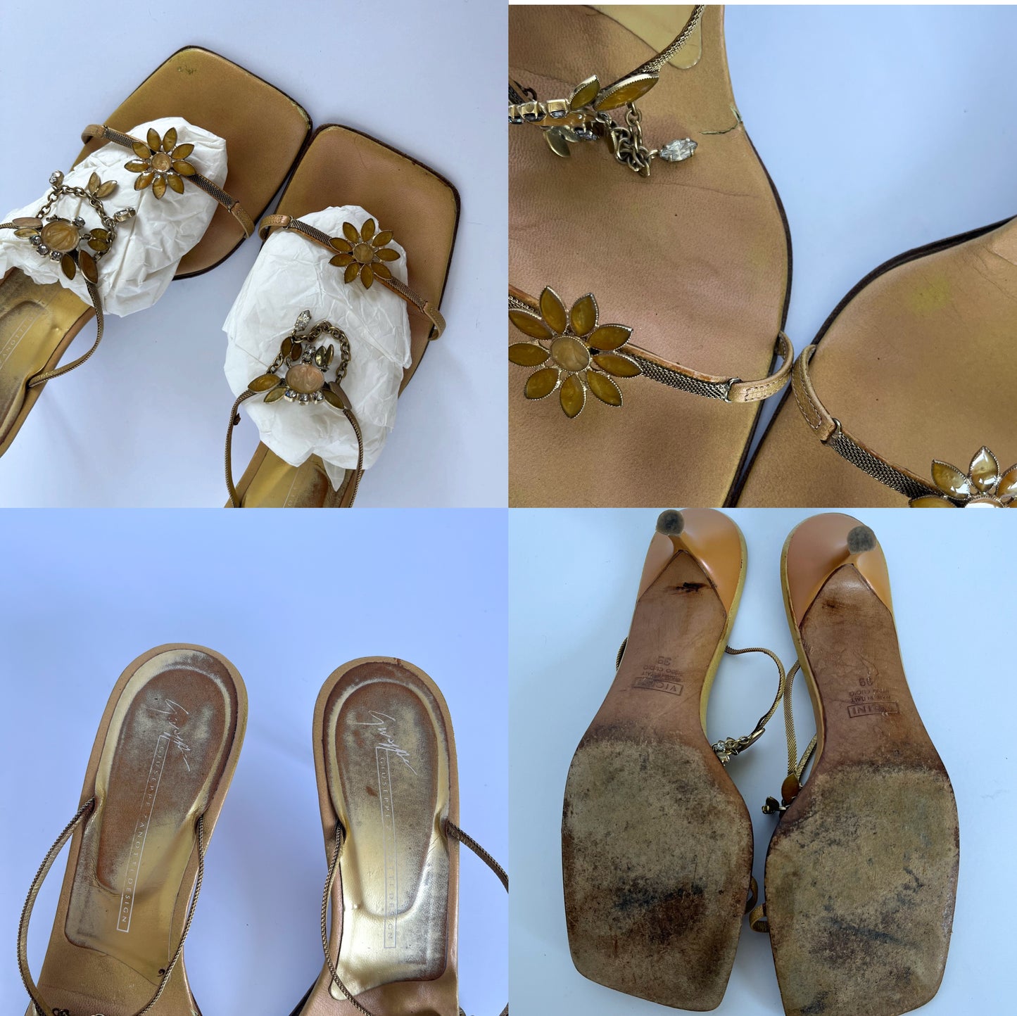 Giuseppe Zanotti Flower Gemstone Sandals Light Orange (39 EU)
