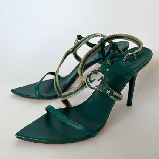 Gucci Sandals With GG Application Turquoise (38.5 EU)