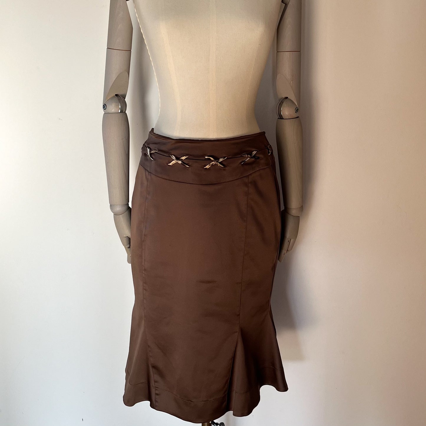 Just Cavalli Satin Mermaid Skirt Brown (DE 38)