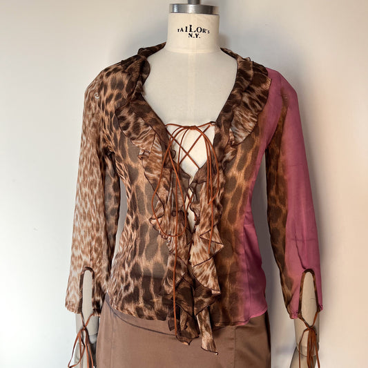 Just Cavalli Leopard Print Shirt Semi Sheer (S)