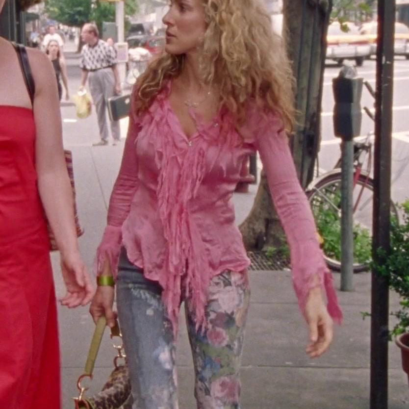 Roberto Cavalli Flower Print Jeans Carrie Bradshaw (L)
