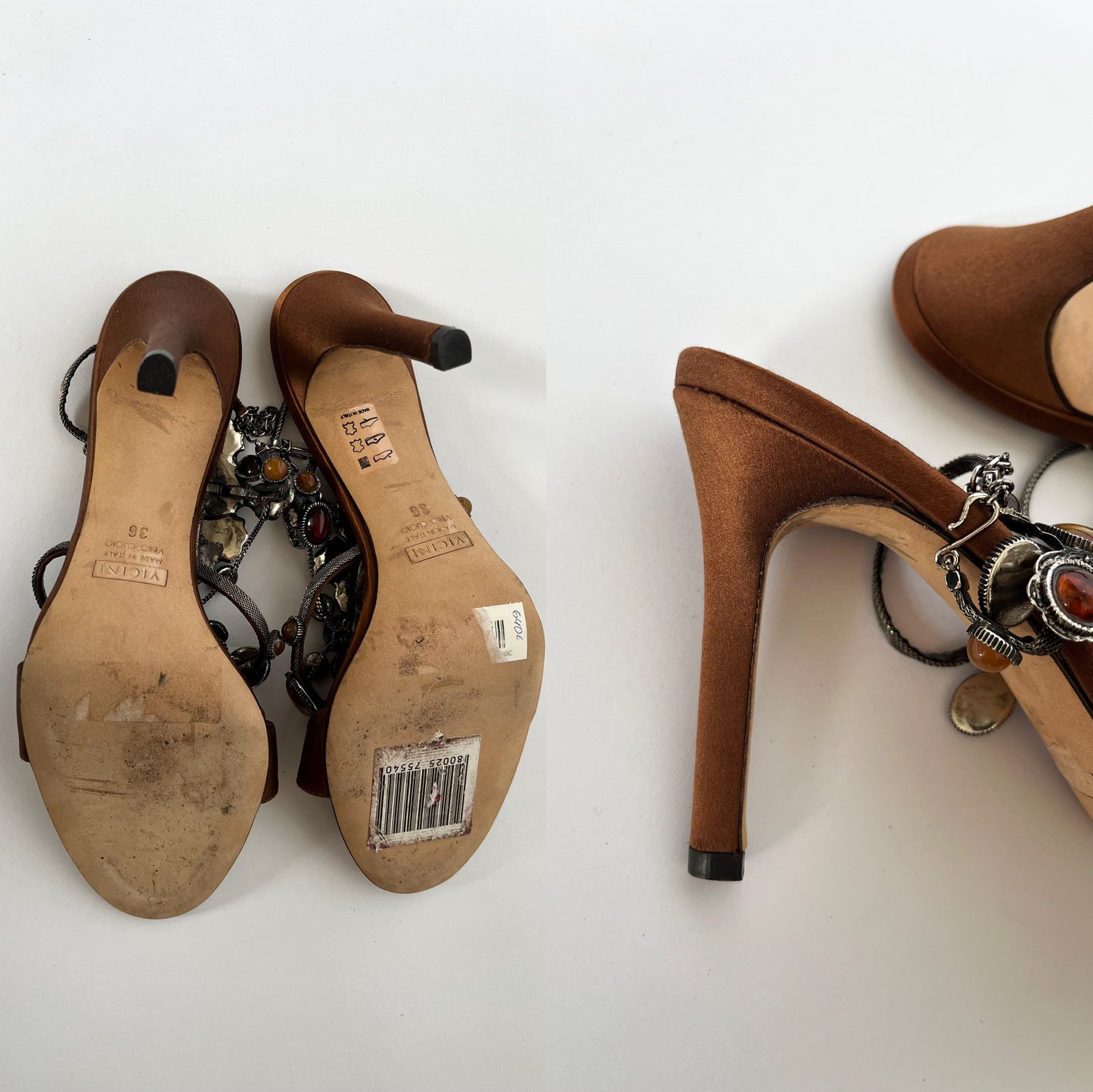Giuseppe Zanotti Satin Gemstone Heels Copper (36 EU)
