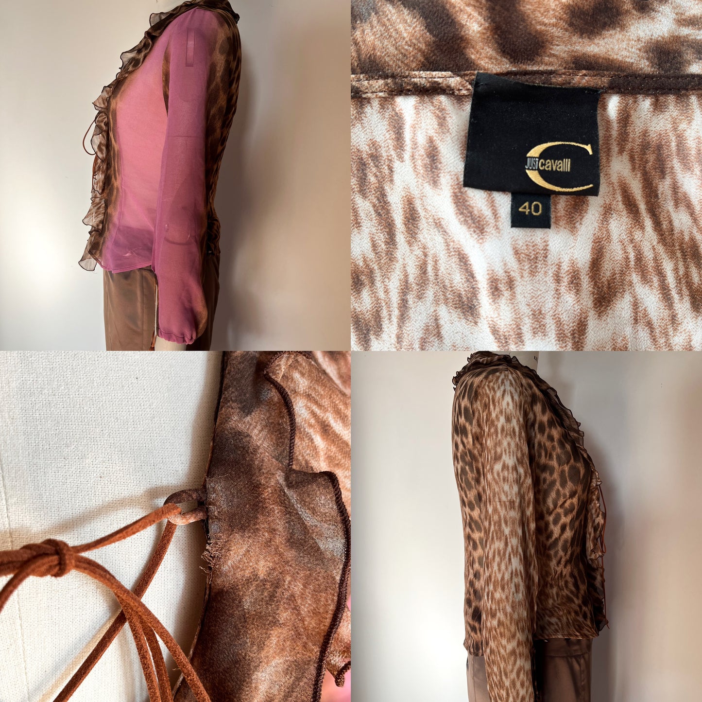 Just Cavalli Leopard Print Shirt Semi Sheer (S)