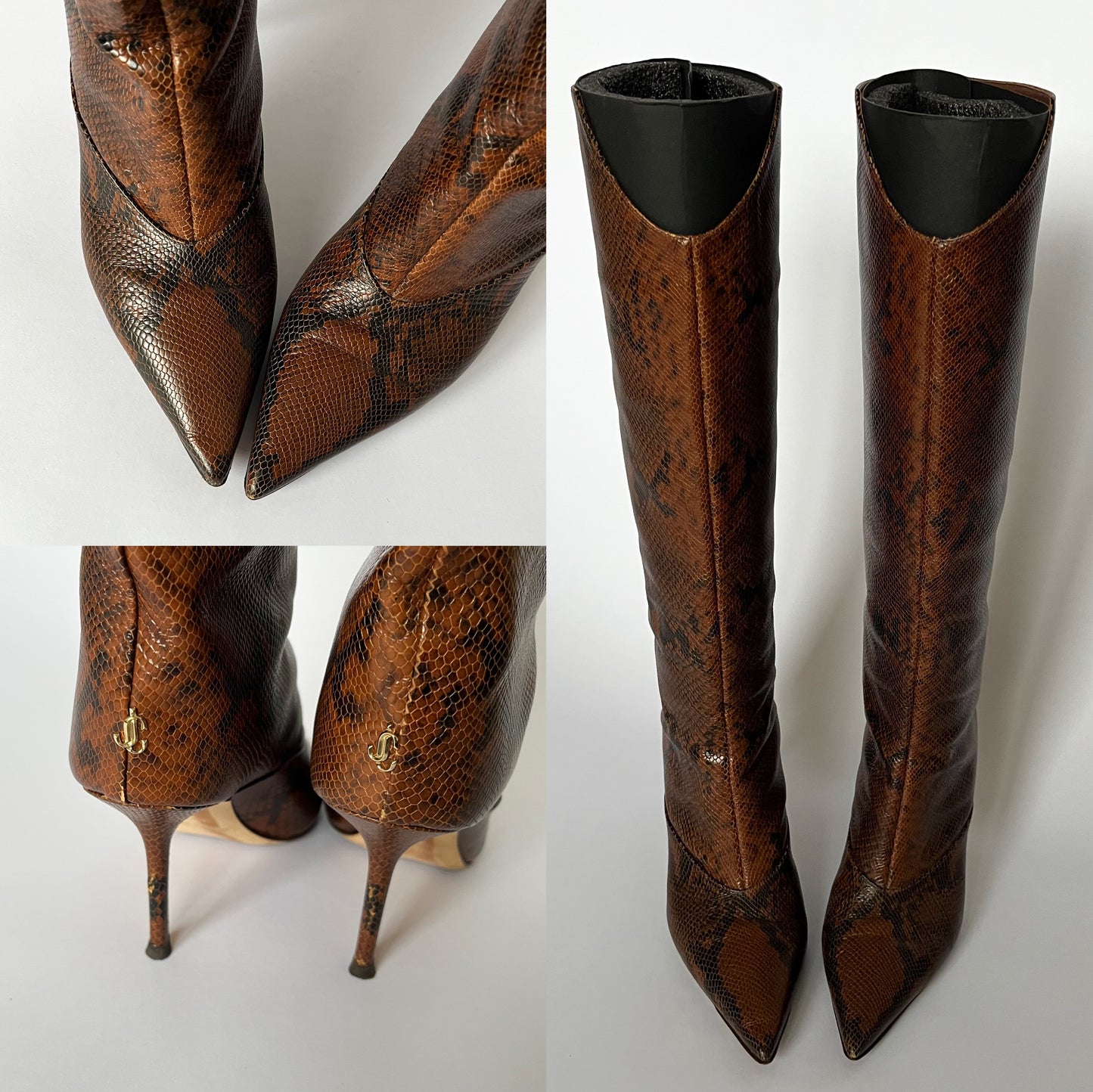 Jimmy Choo Snake Print Boots Brown (38 EU)