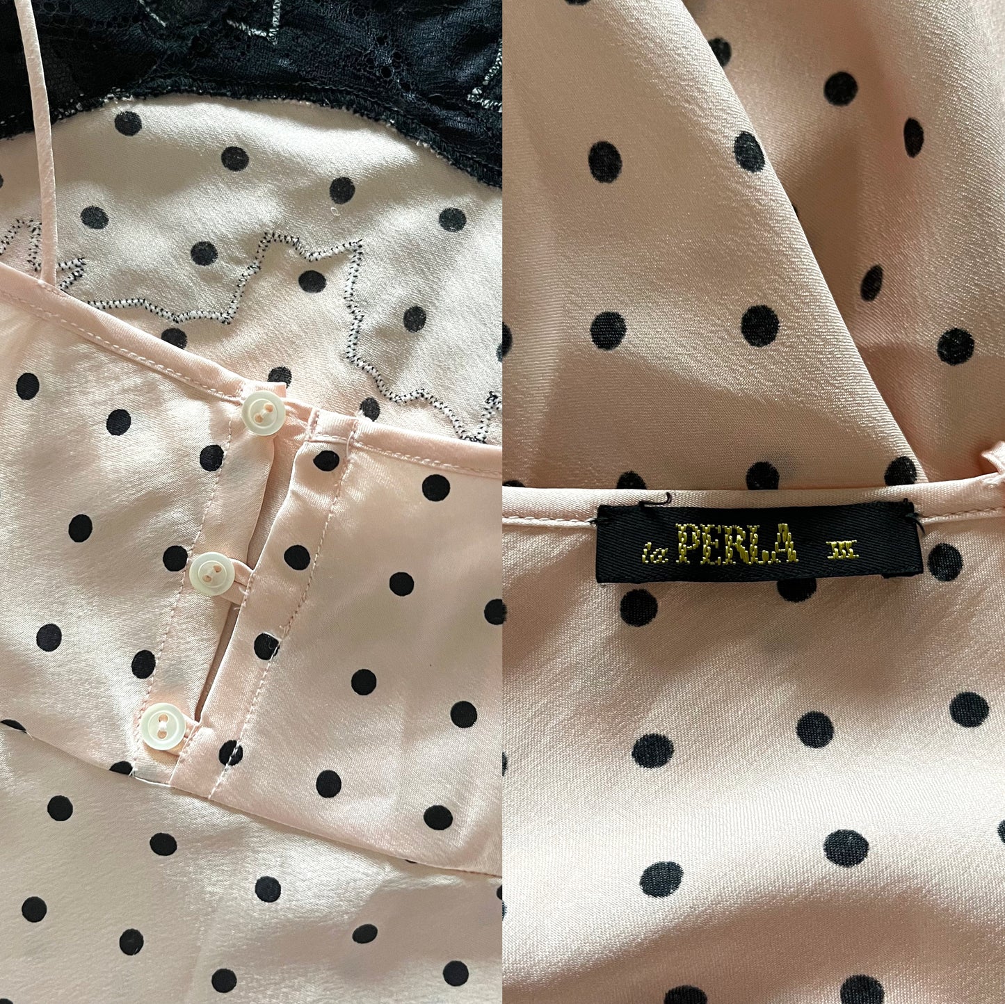 La Perla Polka Dot Silk & Lace Dress Rose (L)