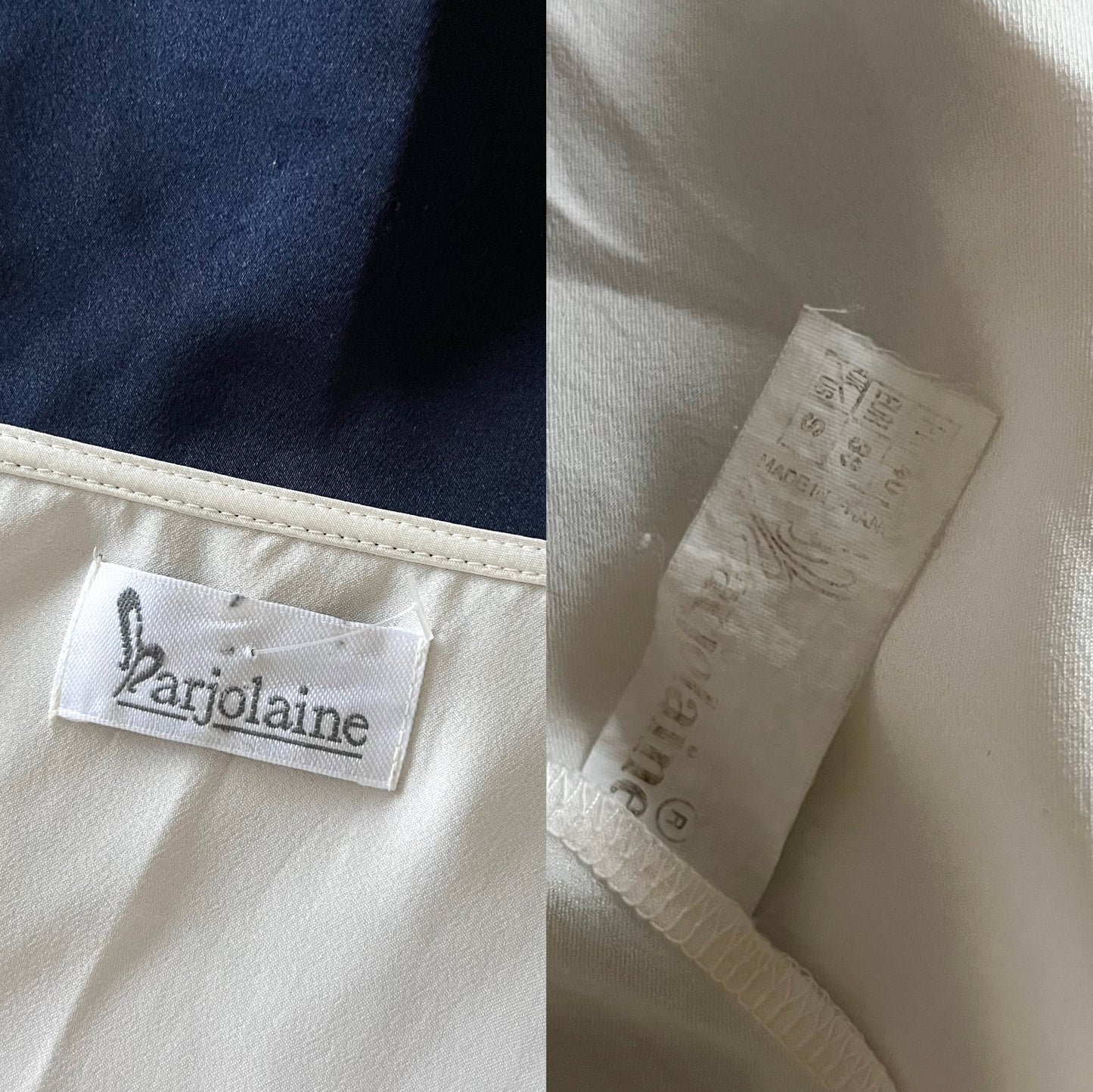 Marjolaine Satin Robe Cream Midnight Blue (DE 38)