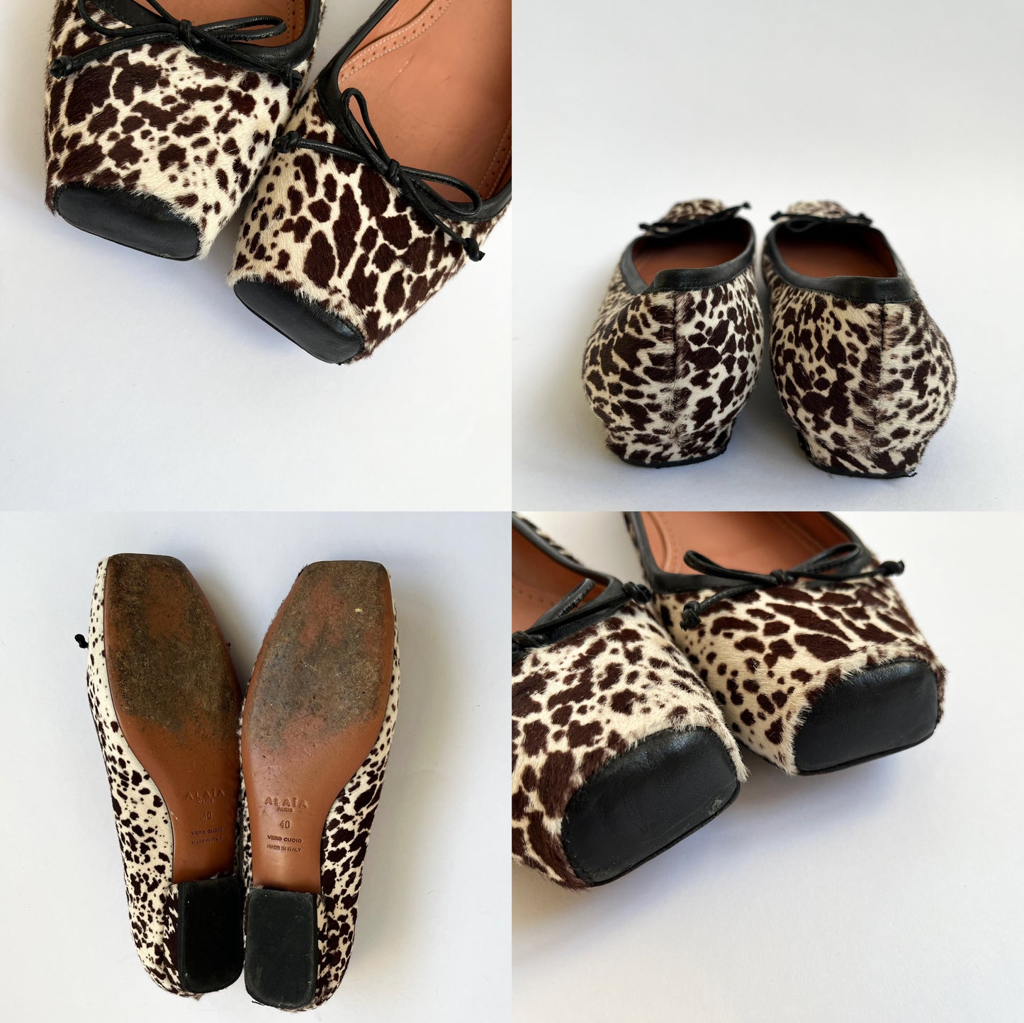 Alaïa Animal Print Pony Cowhide Ballet Flats (40 EU)