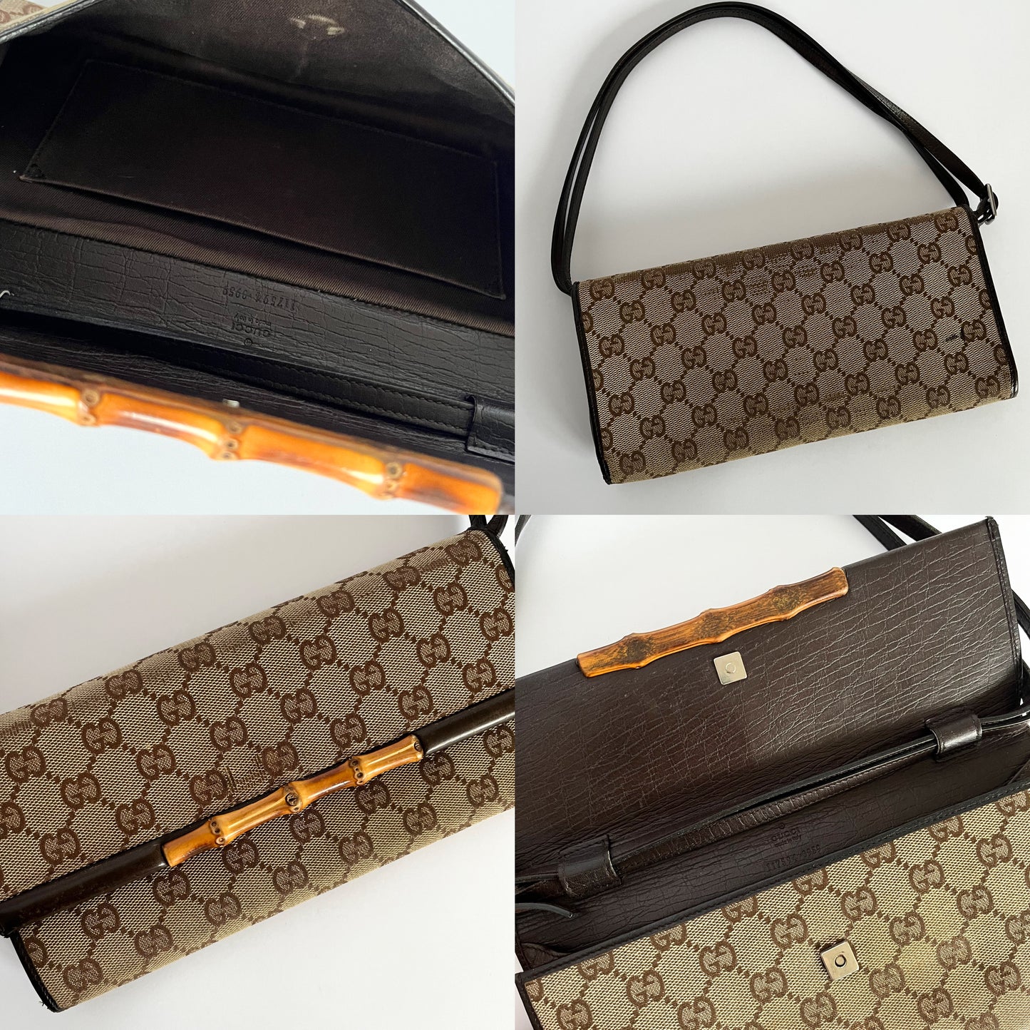 Gucci Bamboo Canvas Monogram Bag Two Way