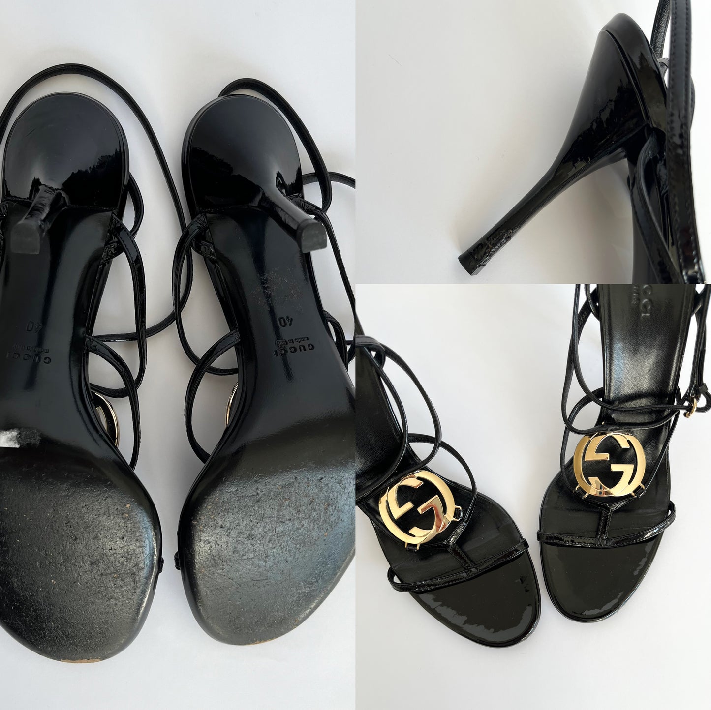 Gucci by Tom Ford Patent Leather Logo Sandals (40 EU)