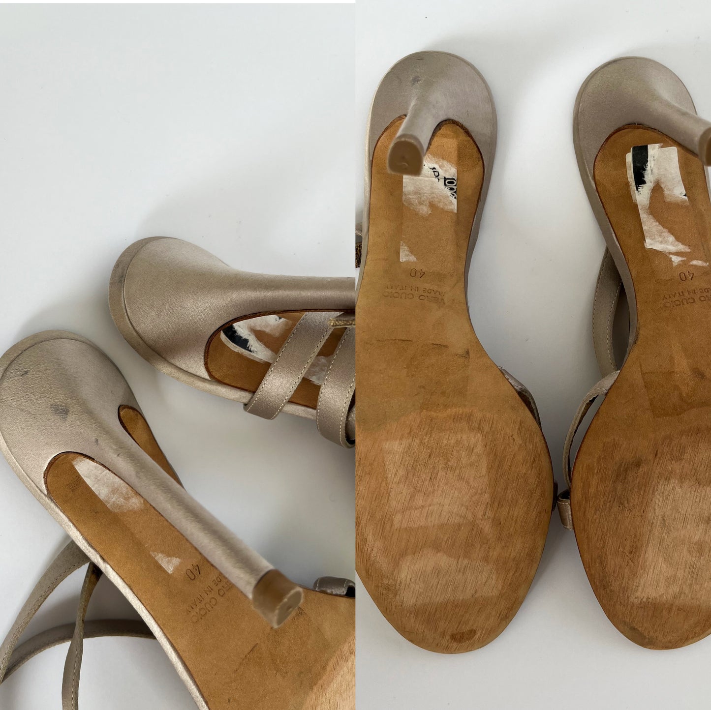 Roberto Cavalli Satin Wrap Around Heels Rose Leopard (40 EU)