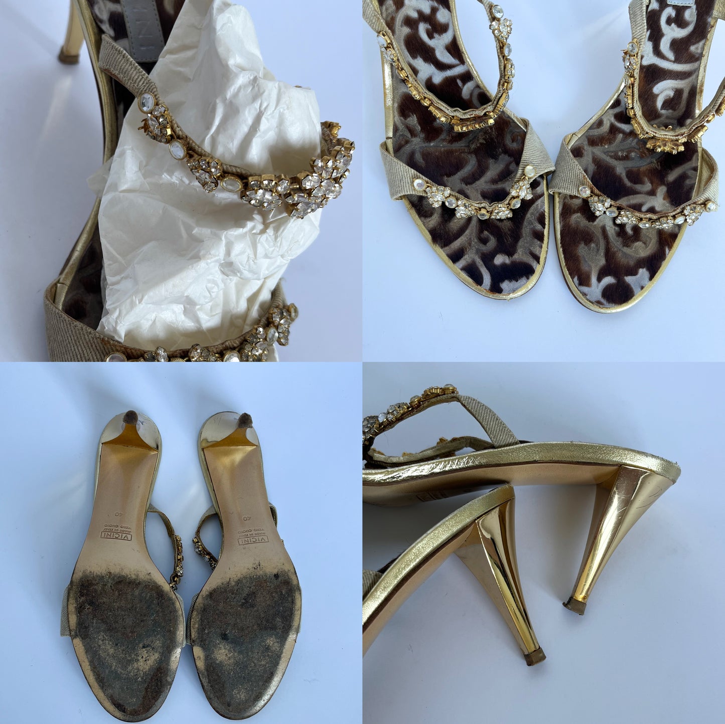 Vicini Gemstone Heels With Cowhide Insole (40 EU)