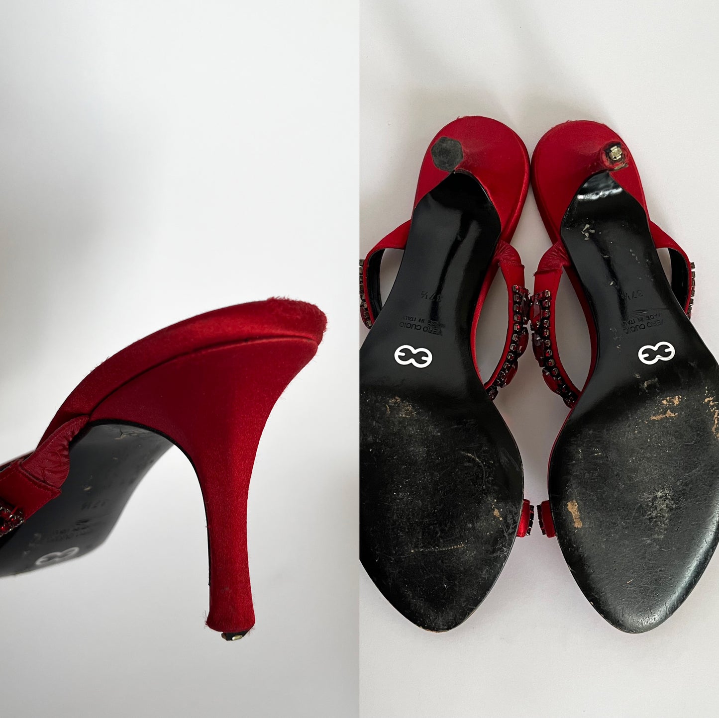 Escada Silk Sandals Red With Gemstones (EU 37.5)