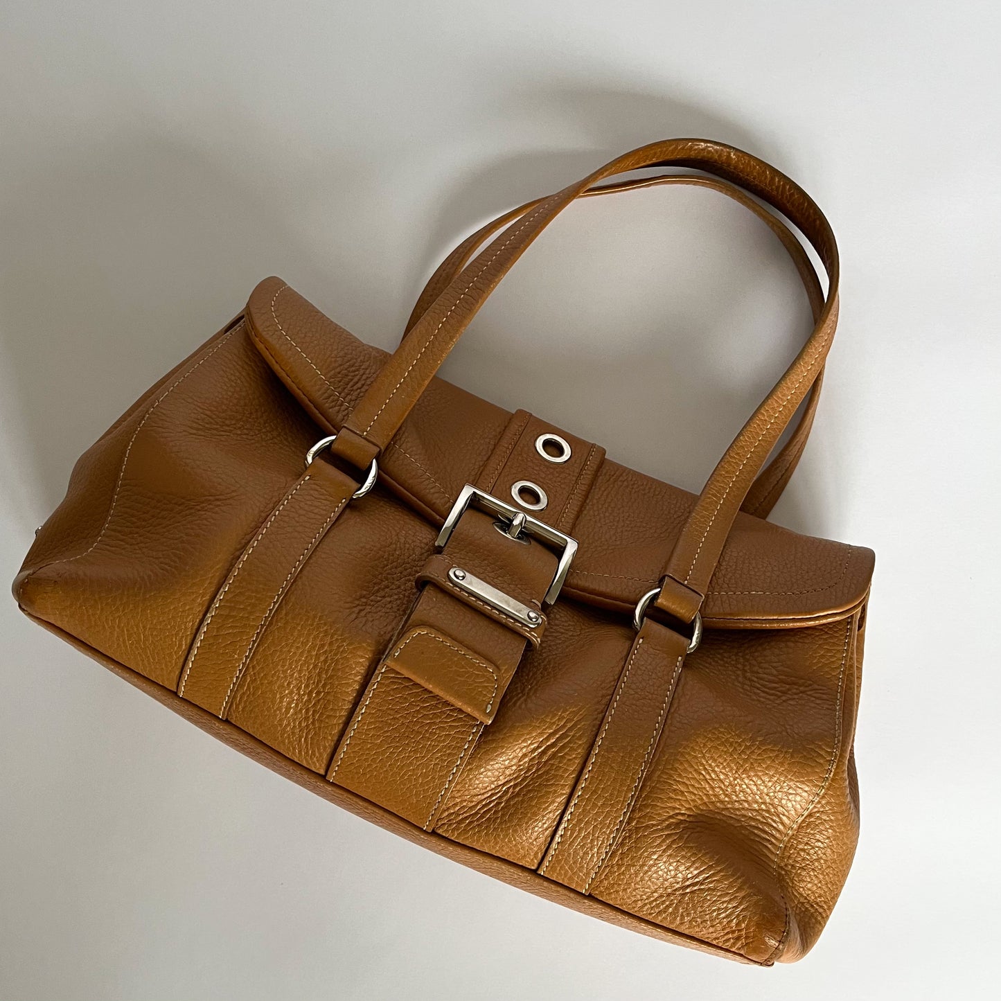 Prada BR2436 Leather Shoulder Bag Caramel