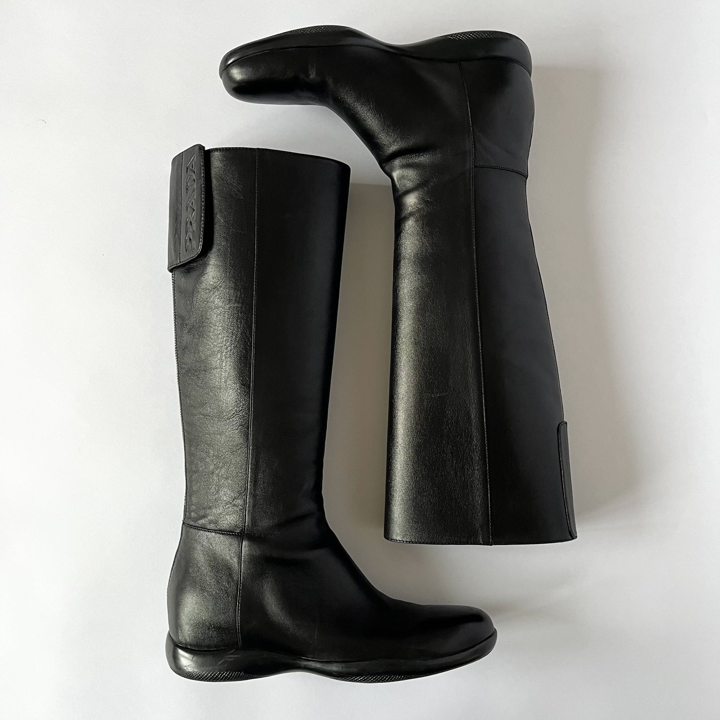 Prada F/W 1999 Motorcycle Biker Velcro Boots Black (41 EU)