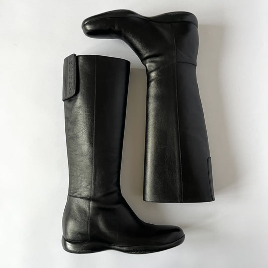 Prada F/W 1999 Motorcycle Biker Velcro Boots Black (41 EU)