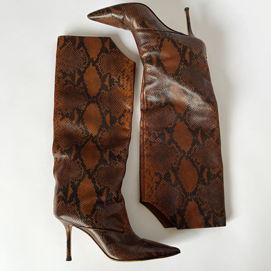 Jimmy Choo Snake Print Boots Brown (38 EU)