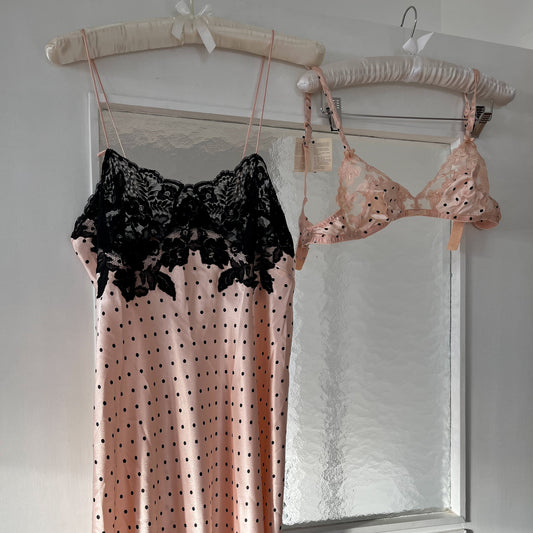 La Perla Polka Dot Silk & Lace Dress Rose (L)