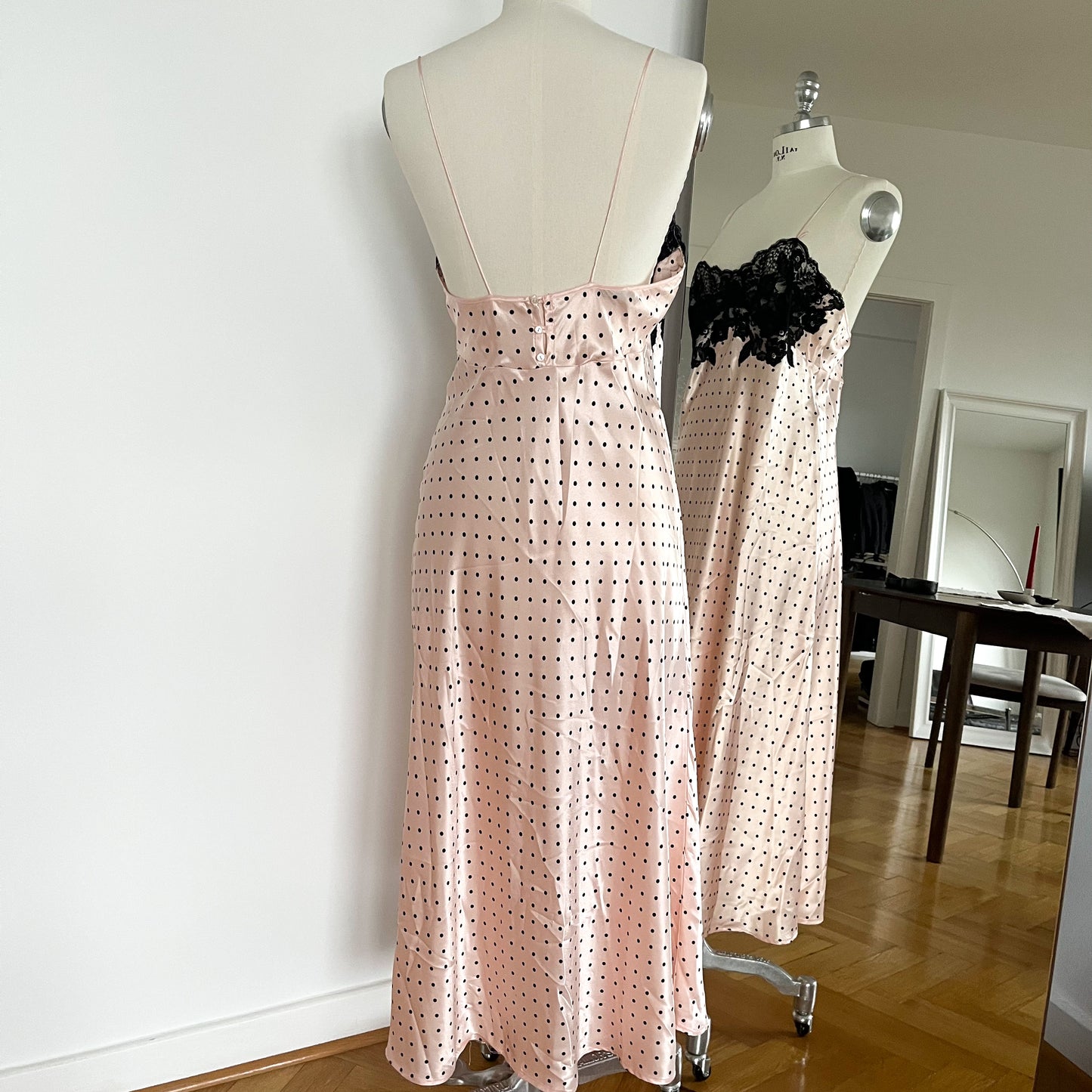 La Perla Polka Dot Silk & Lace Dress Rose (L)