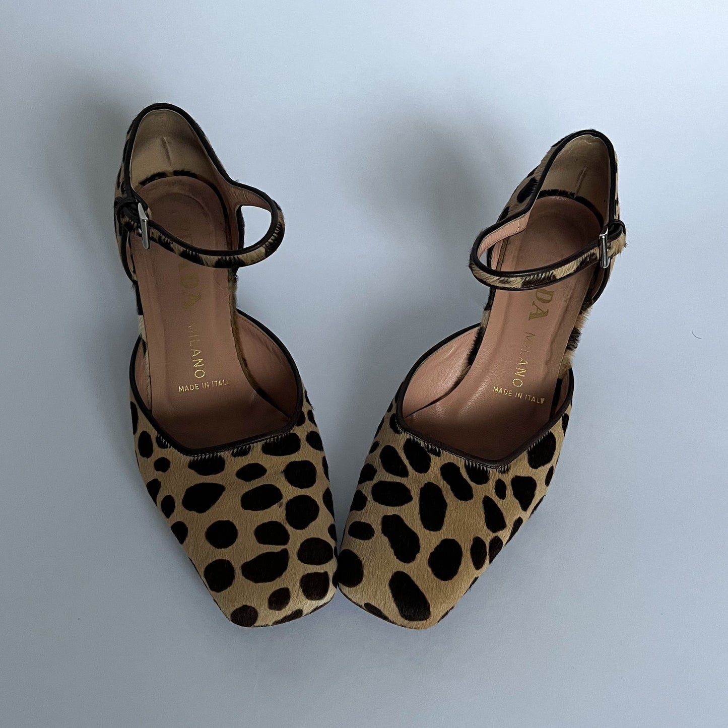 Prada Pony Mary Jane Pumps With Animal Print (39.5 EU)