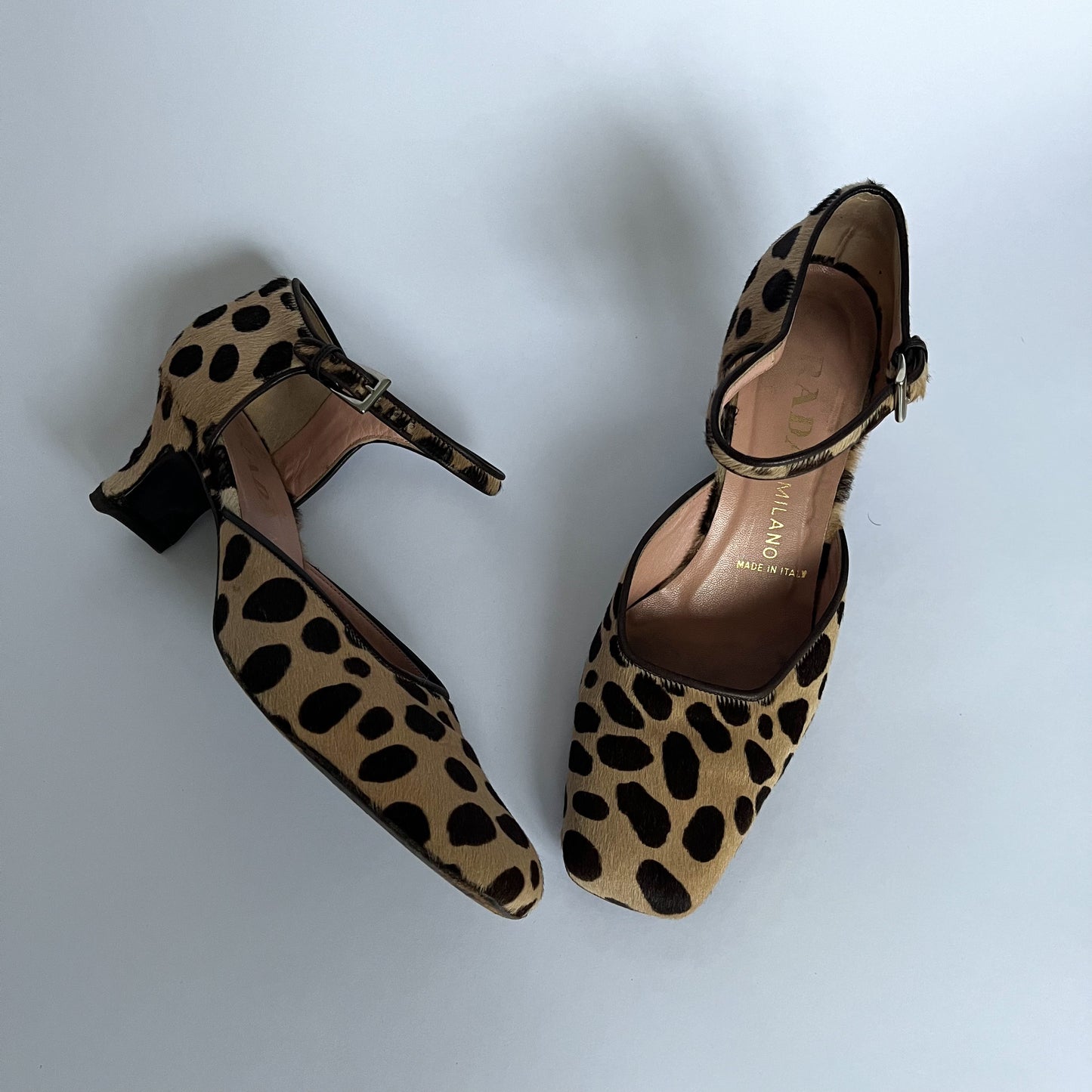 Prada Pony Mary Jane Pumps With Animal Print (39.5 EU)