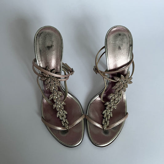 Giuseppe Zanotti Metallic Rhinestone Heels Pink (39 EU)