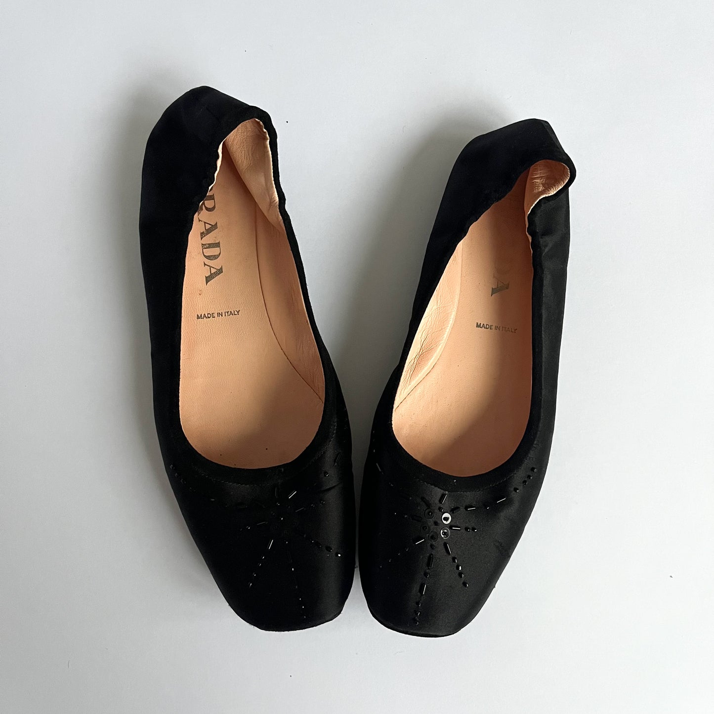 Prada Silk Ballet Flats Black (39.5 EU)