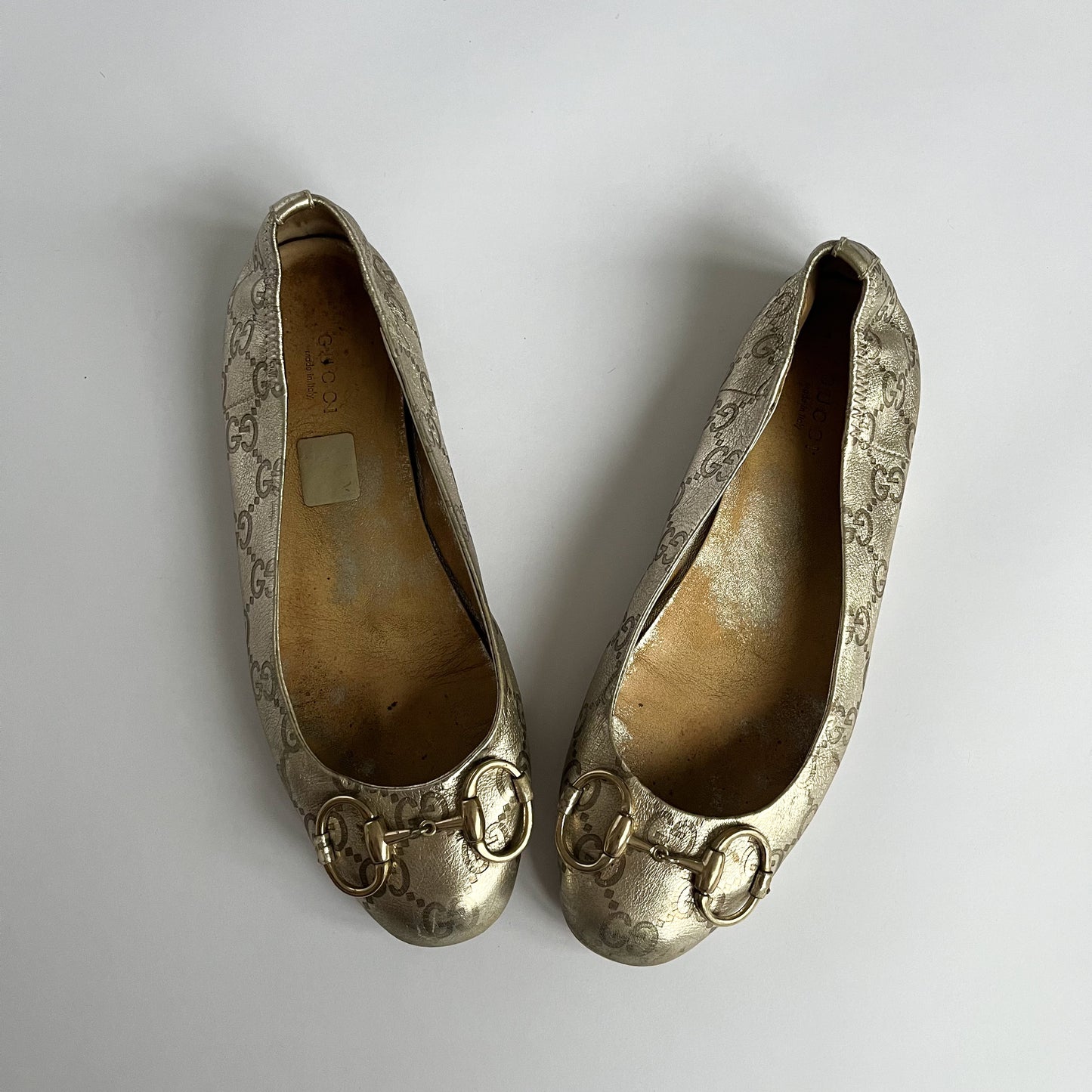 Gucci Metallic Horsebit Ballet Flats Silver (37 EU)