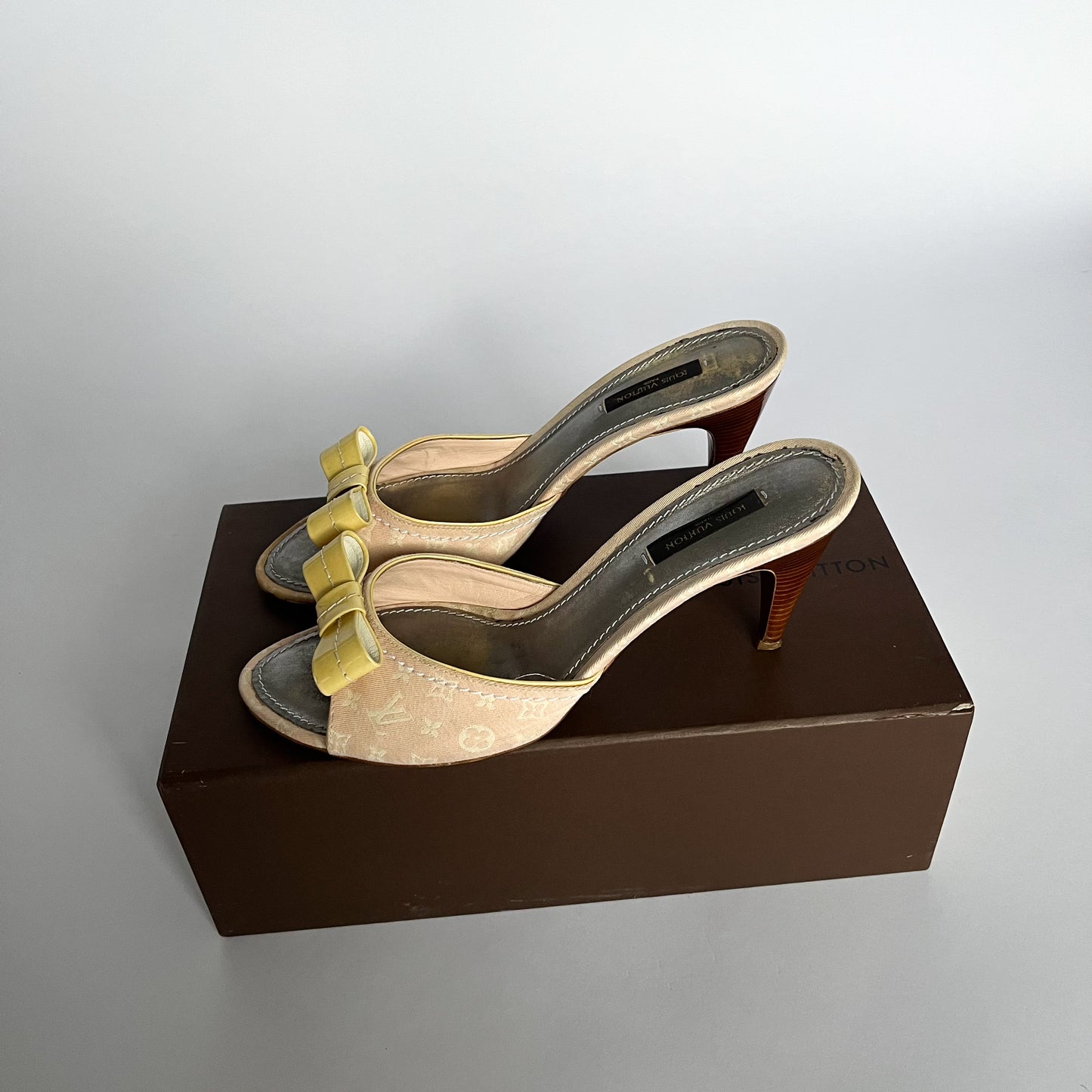 Louis Vuitton Canvas Monogram Heels With Vernis Bow Rose (40 EU)