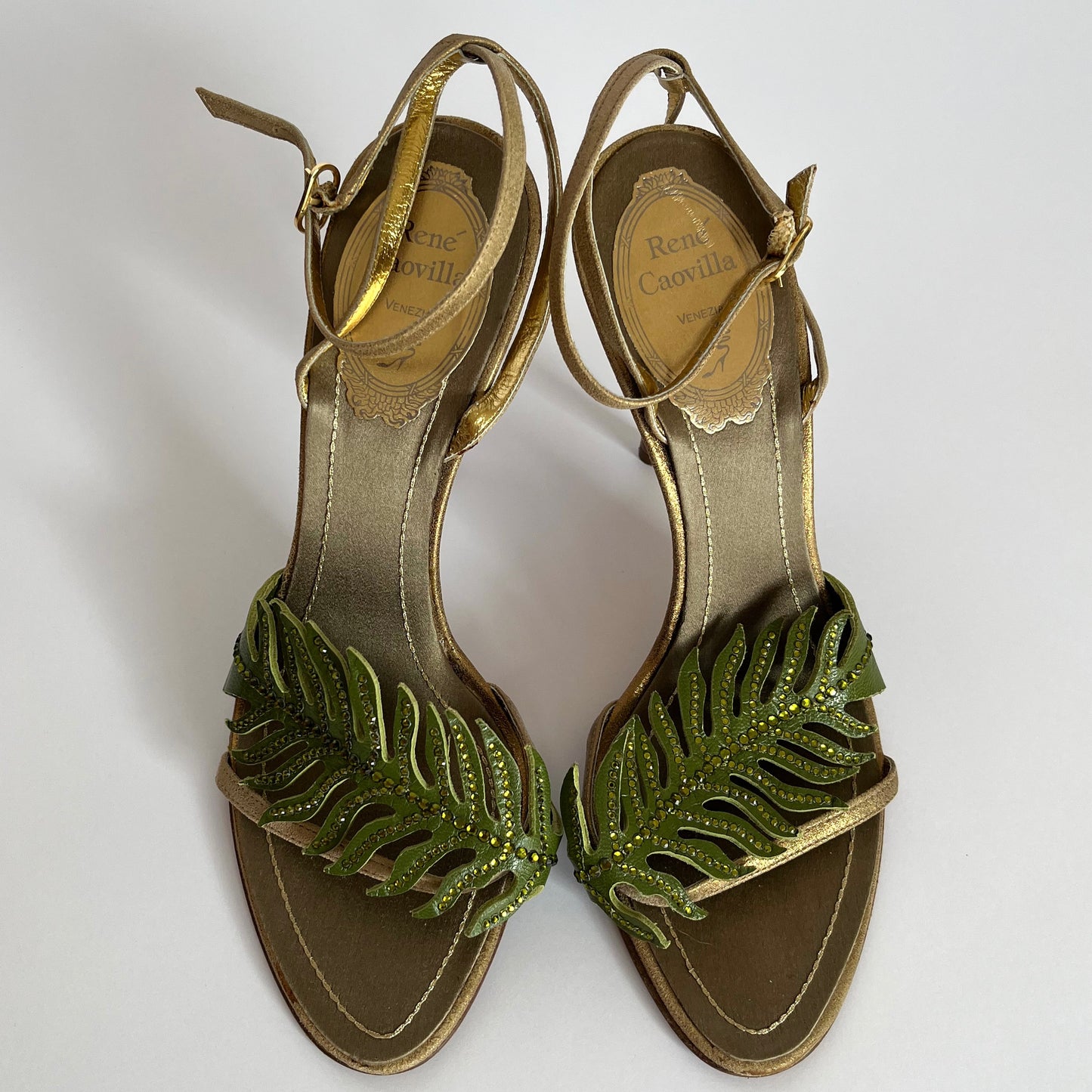 René Caovilla Leaf Heels Gold Green (36 EU)