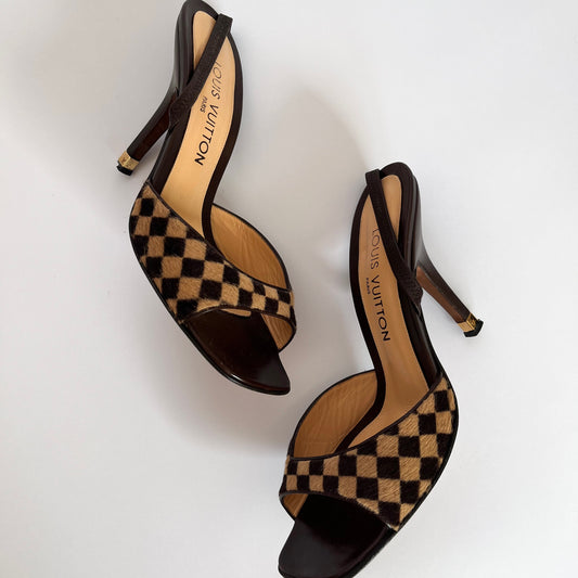 Louis Vuitton Damier Pony Checkerboard Heels (38.5 EU)