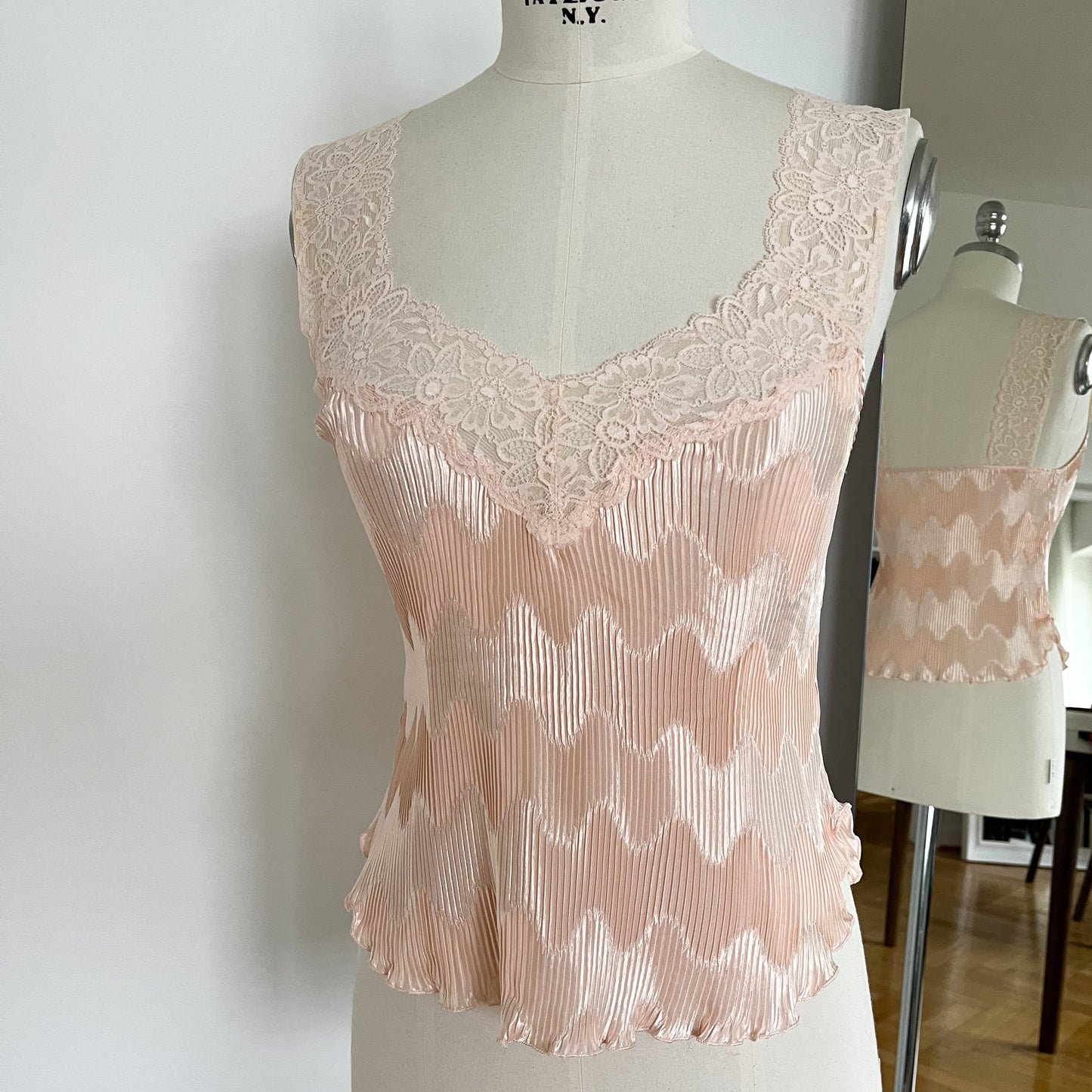 La Perla Pleated Silk Lounge Dress Apricot (S/M)