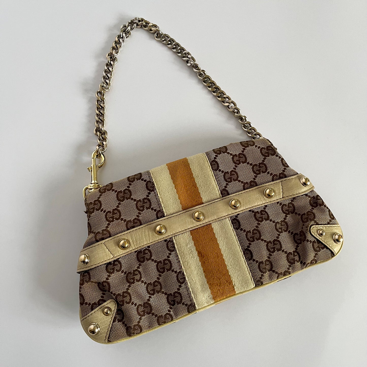 Gucci Horsebit Canvas Monogram Shoulder Bag