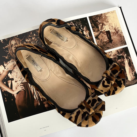 Prada Pony Leopard Ballet Flats (39 EU)