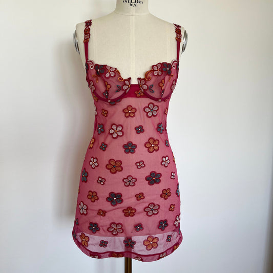 Malizia by La Perla Flower Mesh Dress Fuchsia (XS/S)