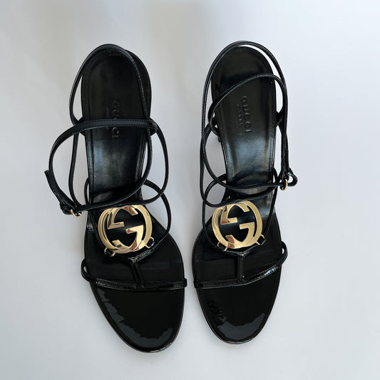 Gucci by Tom Ford Patent Leather Logo Sandals (40 EU)