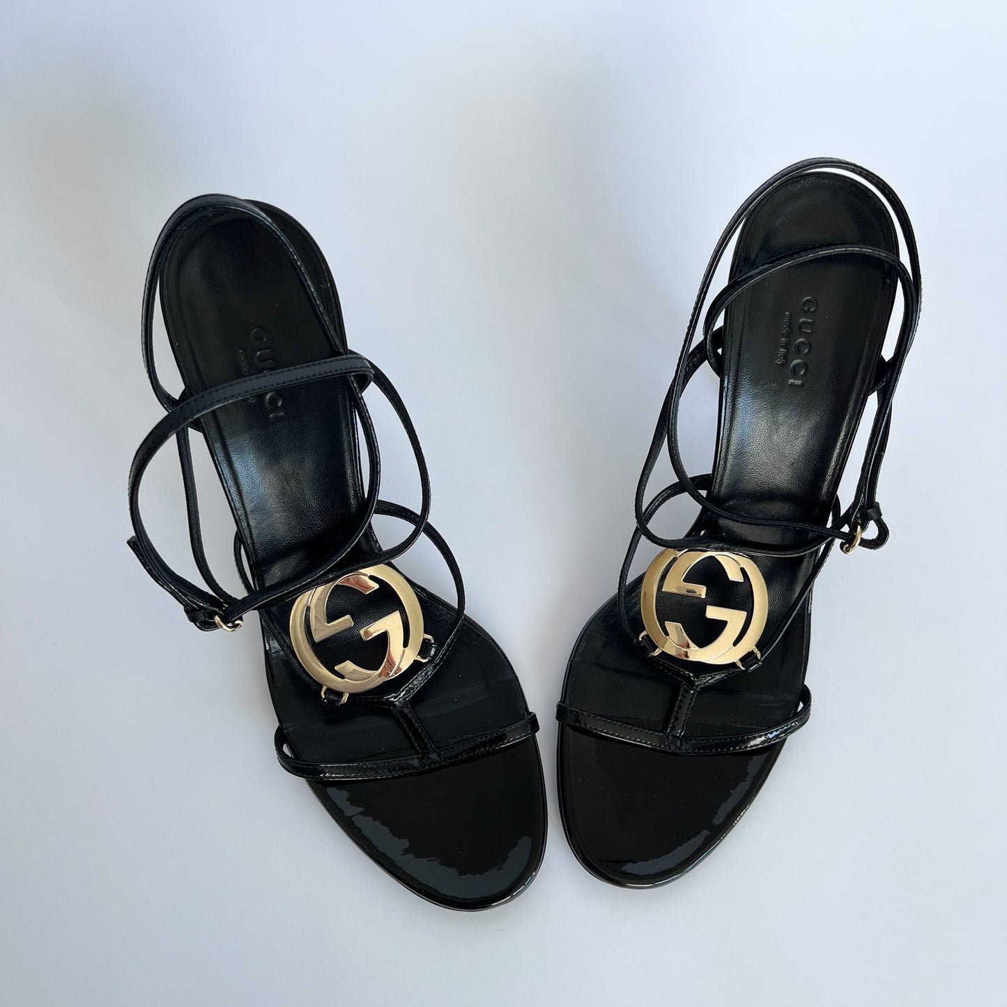 Gucci by Tom Ford Patent Leather Logo Sandals (40 EU)