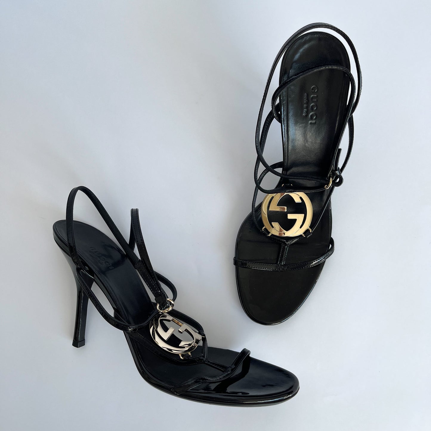 Gucci by Tom Ford Patent Leather Logo Sandals (40 EU)