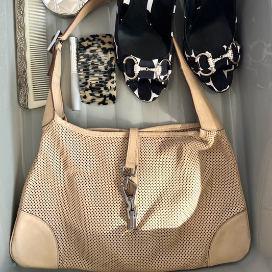 Gucci Jackie Leather Bag Beige