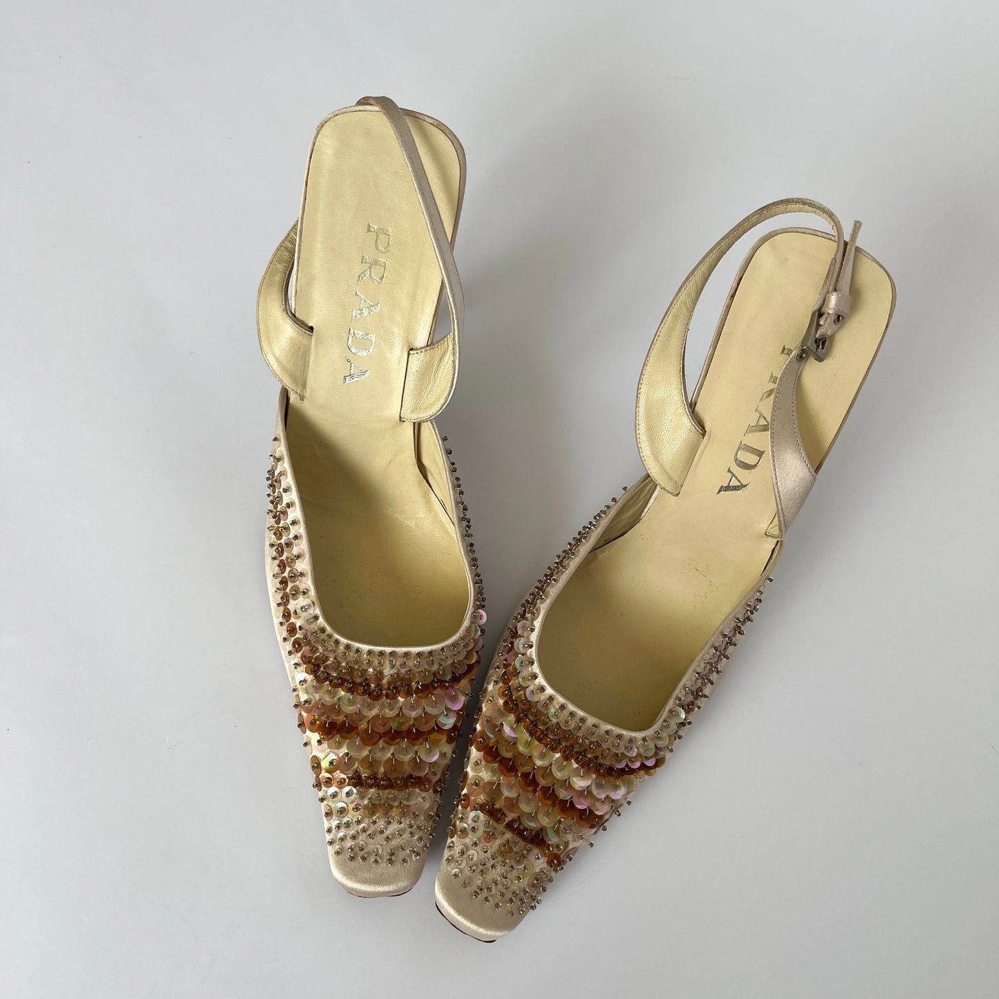 Prada Sequin Slingback Heels Rose (40 EU)