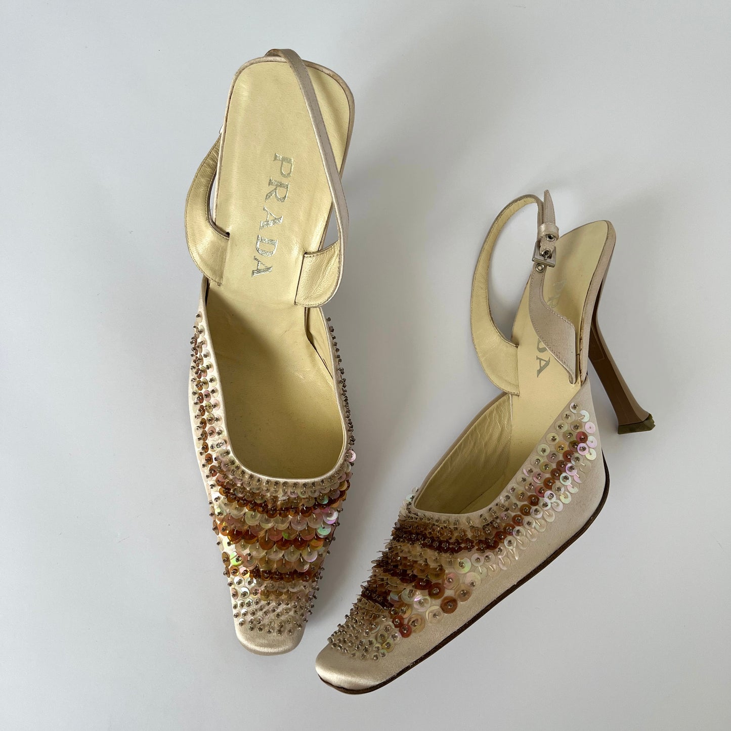 Prada Sequin Slingback Heels Rose (40 EU)