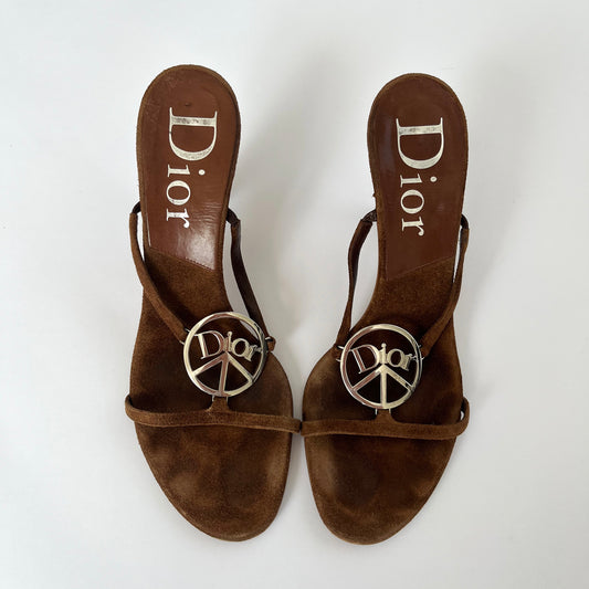 Dior by Galliano Peace & Love Velours Mules (37.5 EU)