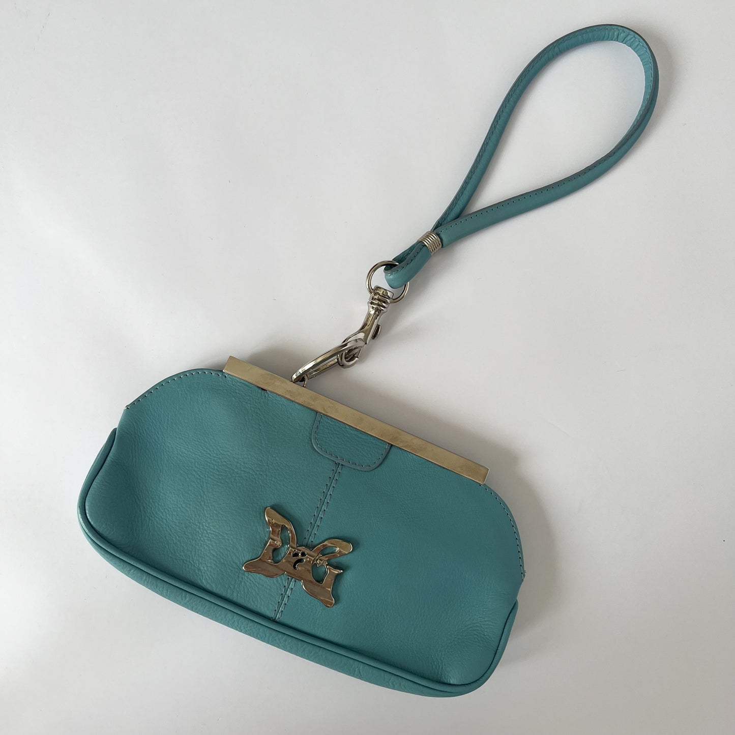Dolce & Gabbana Leather Bracelet Clutch Turquoise