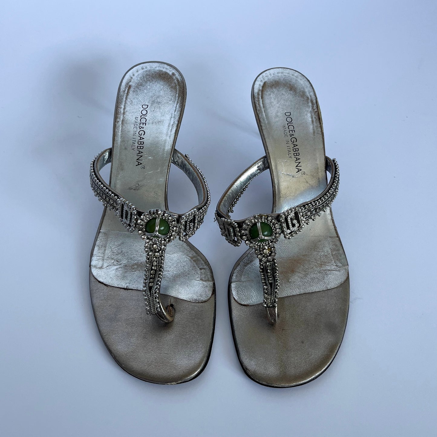 Dolce & Gabbana Gemstone Thong Mules Silver (37 EU)