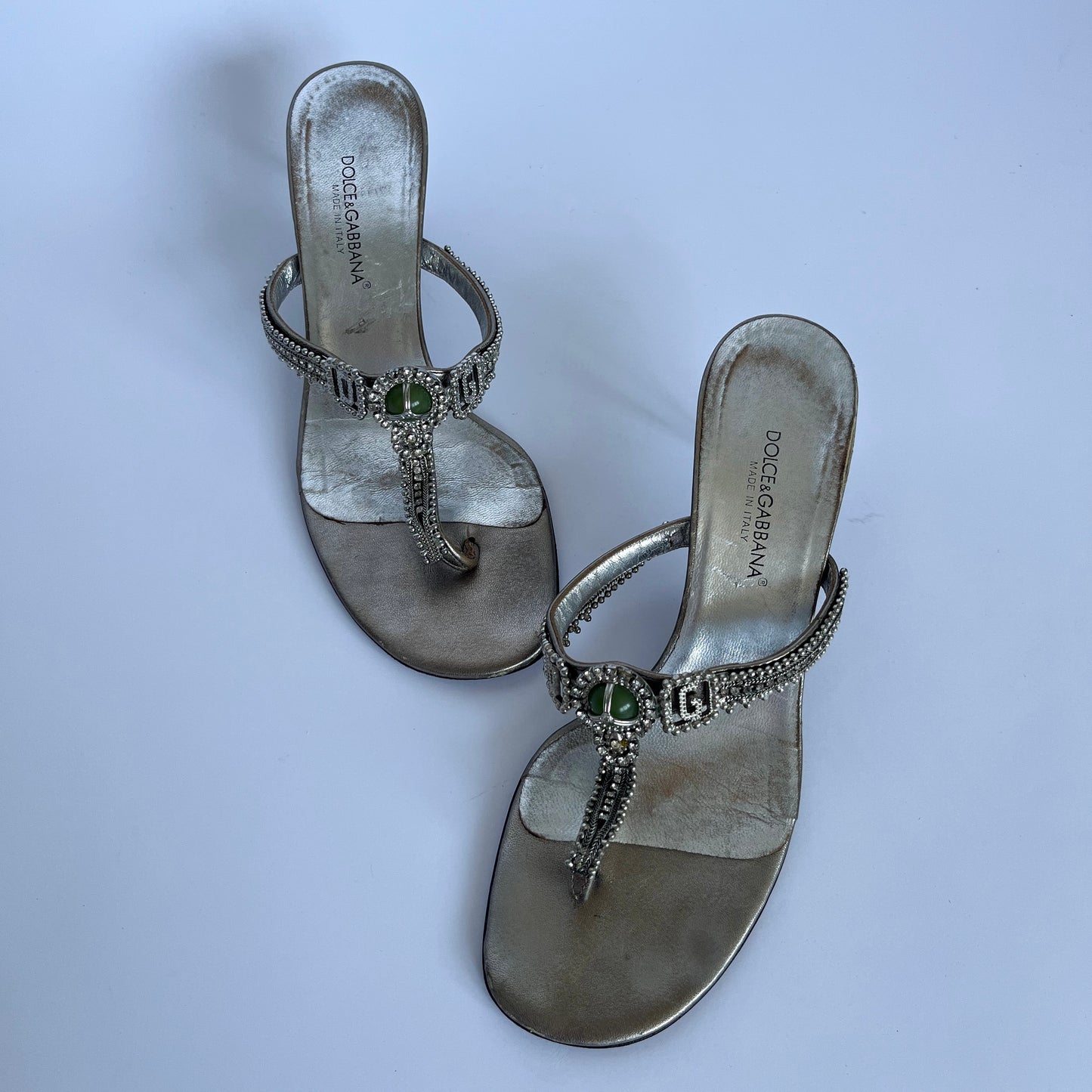 Dolce & Gabbana Gemstone Thong Mules Silver (37 EU)